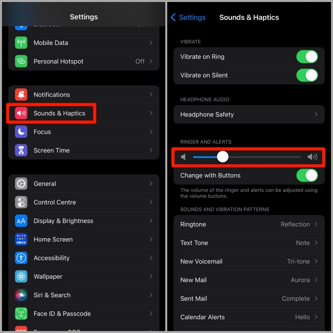 Configuración de volumen en iPhone