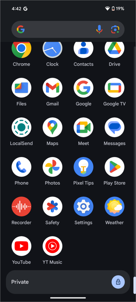 Característica de espacio privado en Android 15