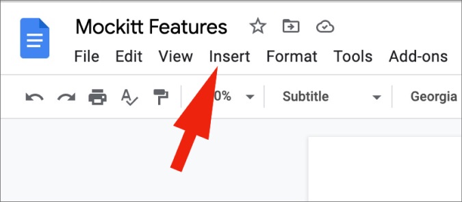 Menú de insertos de Google Docs