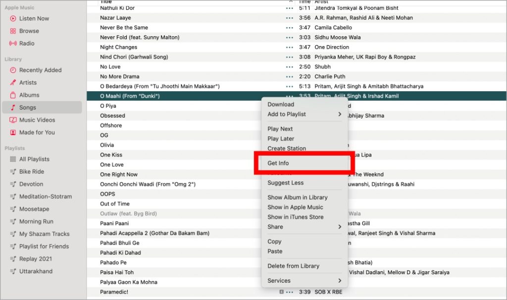 Obtener información una canción