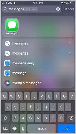 Mensajes de iPhone Agregue la pantalla de inicio