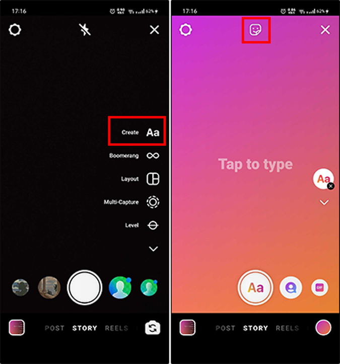 Crear historia en Instagram para agregar pegatinas