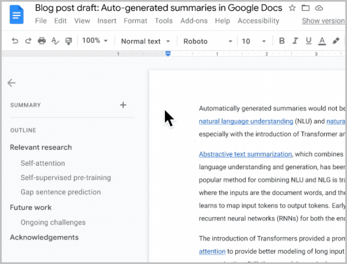 Resumen generado automático en Google Docs