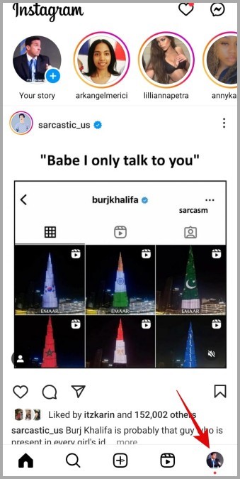 Pestaña de perfil en Instagram para Android y iPhone