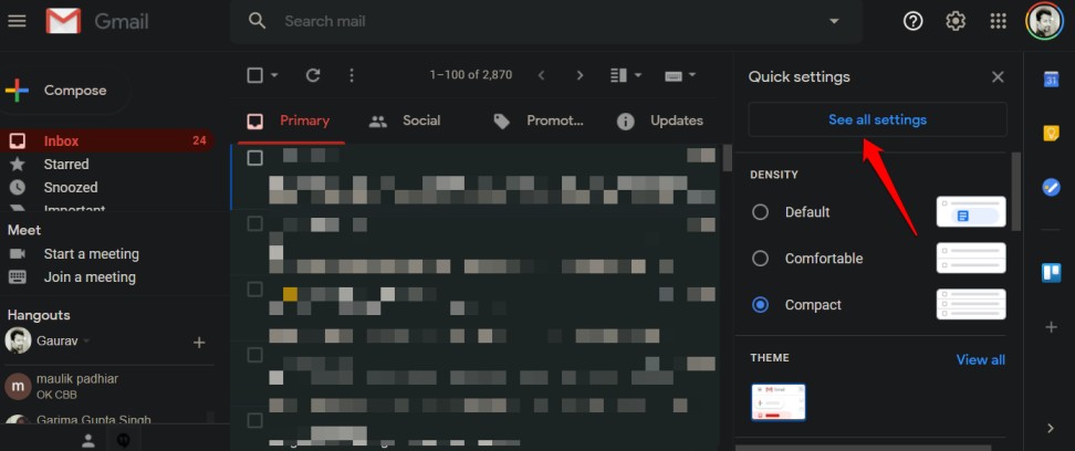 Configuración de Gmail en el navegador