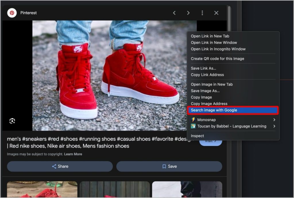 Imagen de búsqueda con Google Lens en Chrome