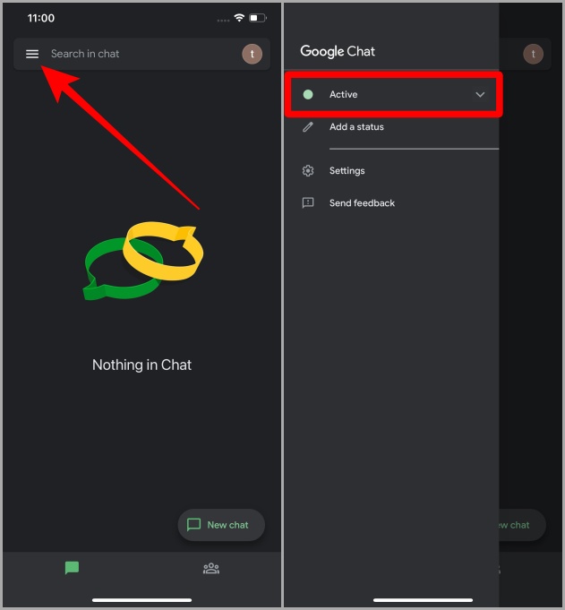 Opciones de chat de Google en el móvil