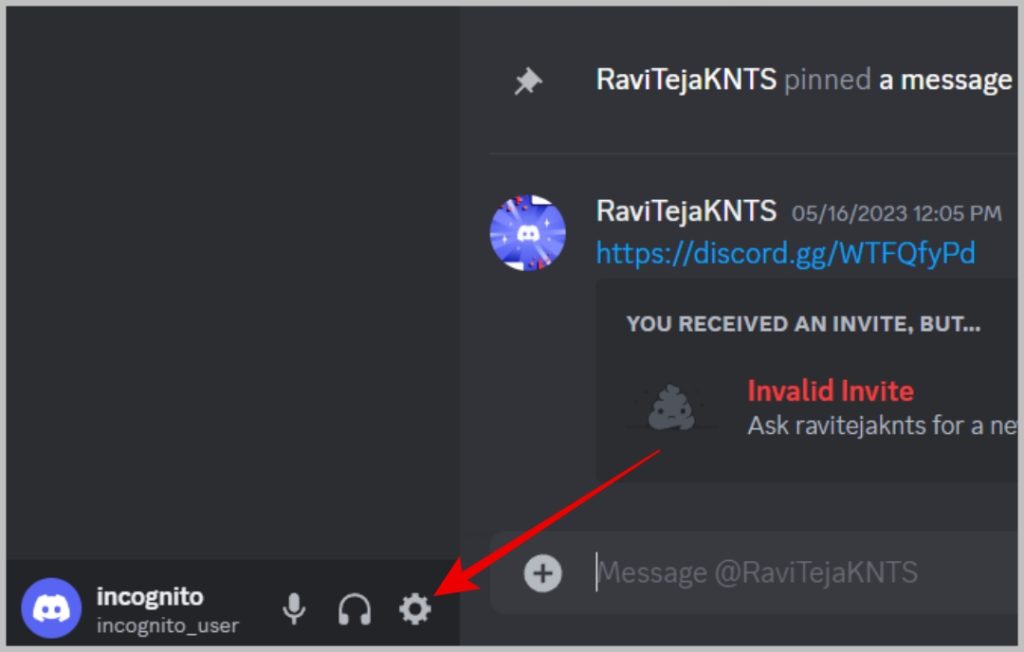 Abrir configuración de usuario en Discord