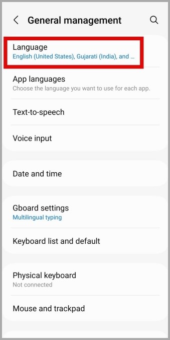 Configuración de idioma en el teléfono Samsung Galaxy