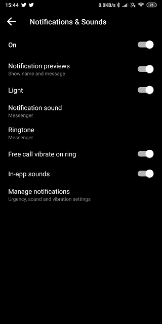 Cambio de sonido de notificación de mensajero
