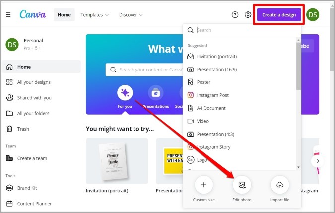 Editar foto en Canva