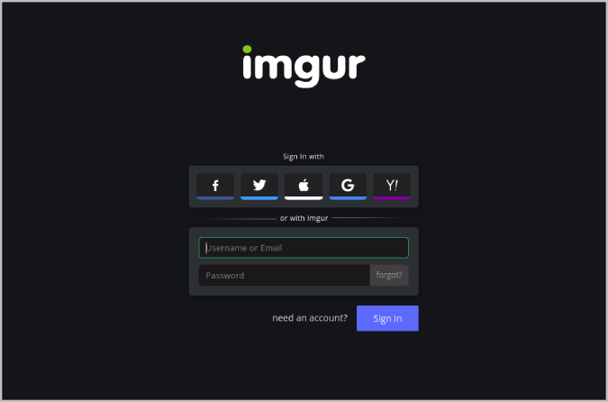 Imgur Inicie sesión en el escritorio