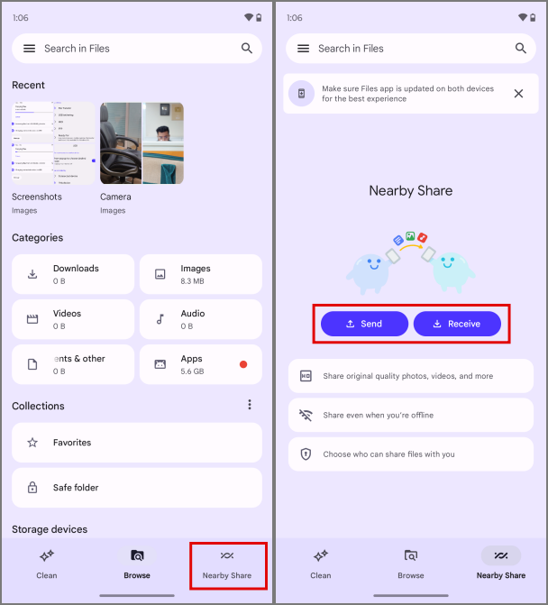 Compartir archivos en la aplicación Files