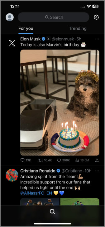 Aplicación X (Twitter) en iPhone