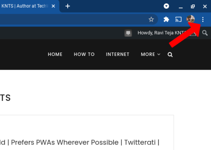ABIERTA MENÚ de tres puntos en Chrome Browser
