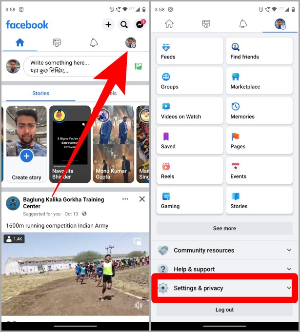 Configuración de Facebook y privacidad en la aplicación móvil