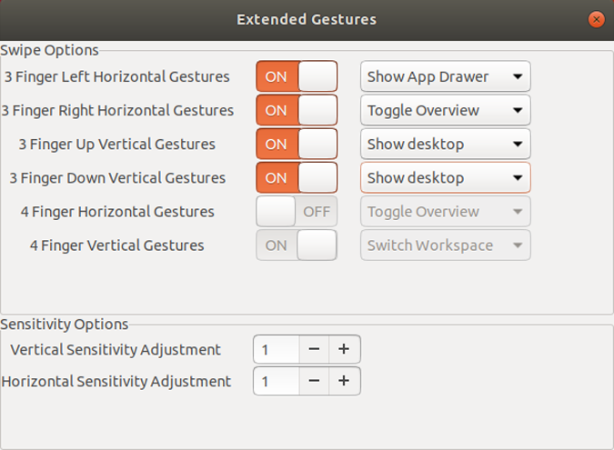 Gestos extendidos