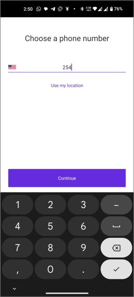Entrando el código de área para números de teléfono