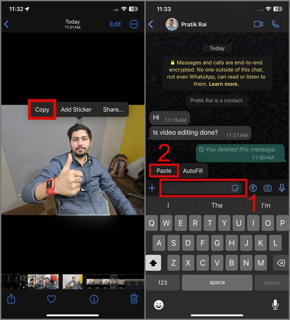 Copie la imagen aislada en iPhone
