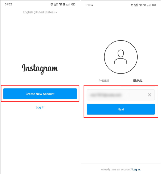 Crear una nueva cuenta de Instagram 