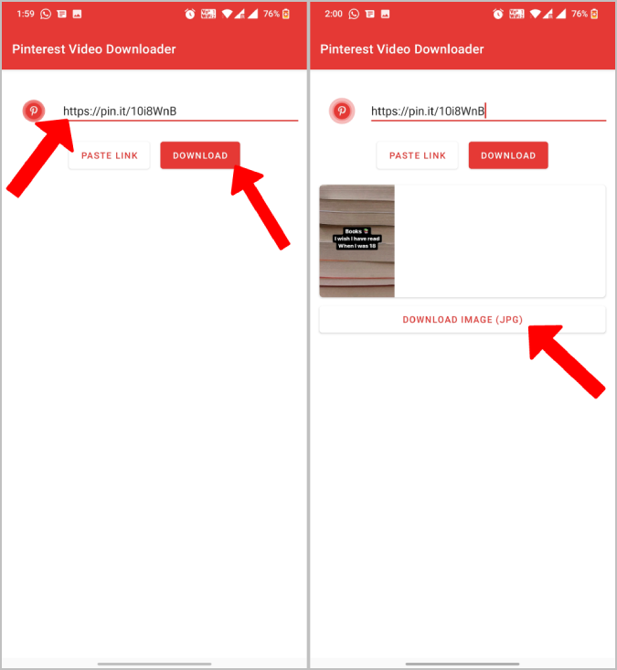 Descargar video Pinterest usando la aplicación de descarga de video de Pinterest