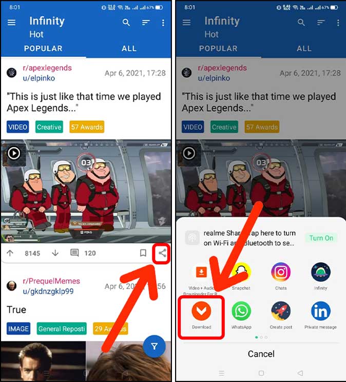 Comparte la publicación de Reddit con video a Viddit