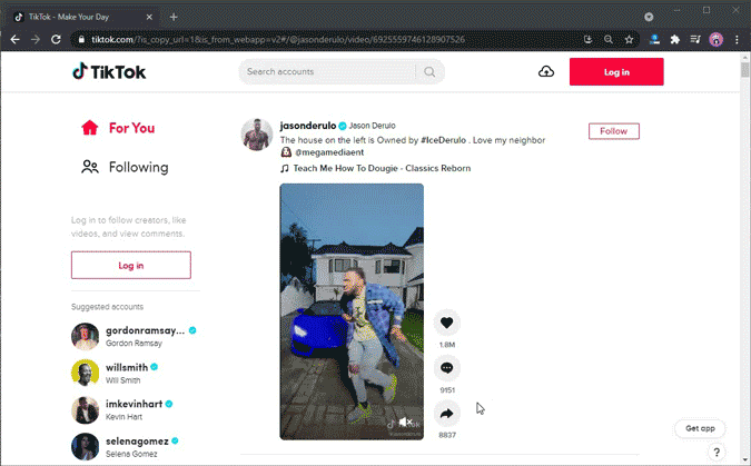 Copiar el enlace de video Tiktok en la web
