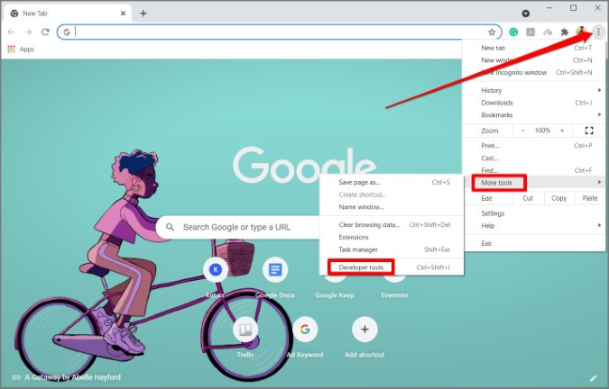 Herramientas de desarrollador abiertas en Chrome