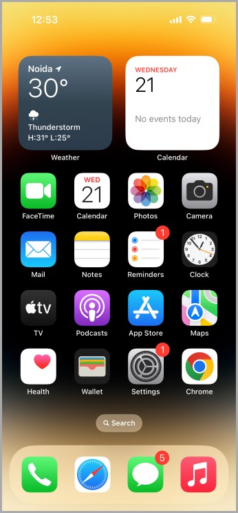 Pantalla de inicio iPhone