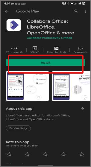 Play Store de la oficina de colaboración