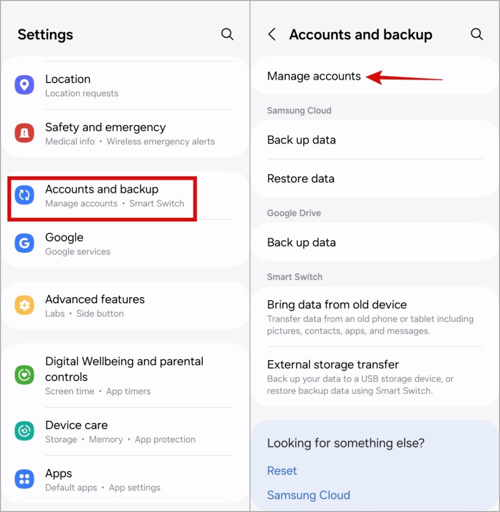 Administrar cuentas en el teléfono Samsung Galaxy
