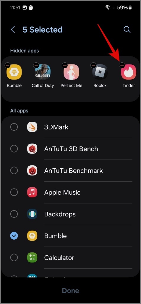 Aplicaciones ocultas de Unhide del teléfono Samsung