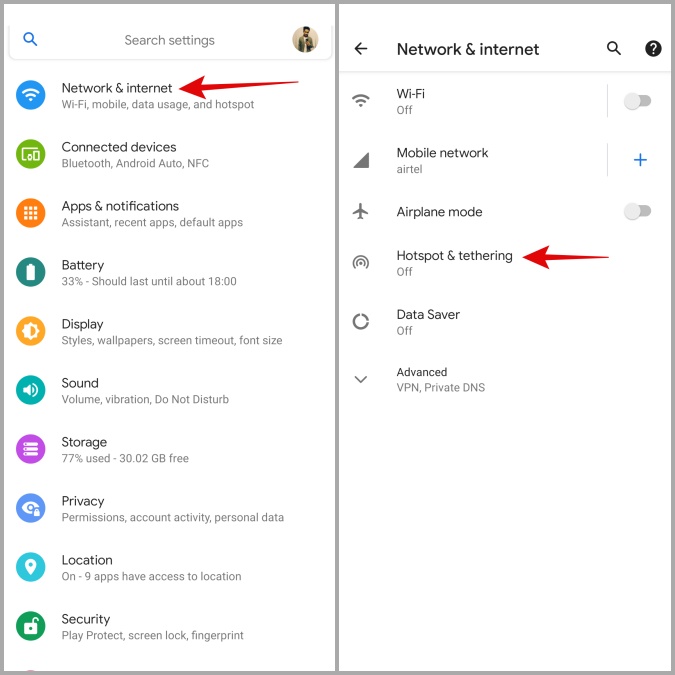 Punto de acceso en el teléfono Android