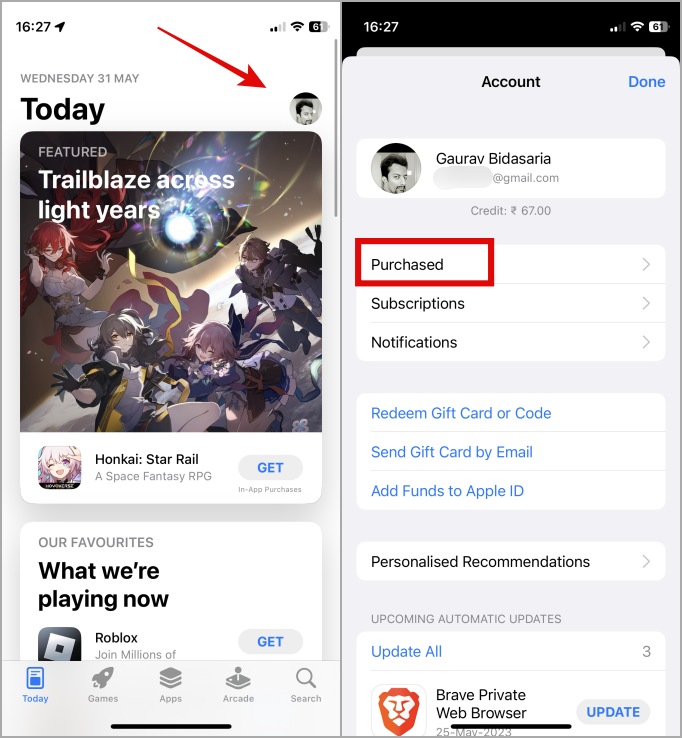 Encuentre el historial de aplicaciones comprado en App Store