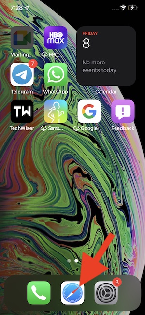 Abra el navegador en iPhone
