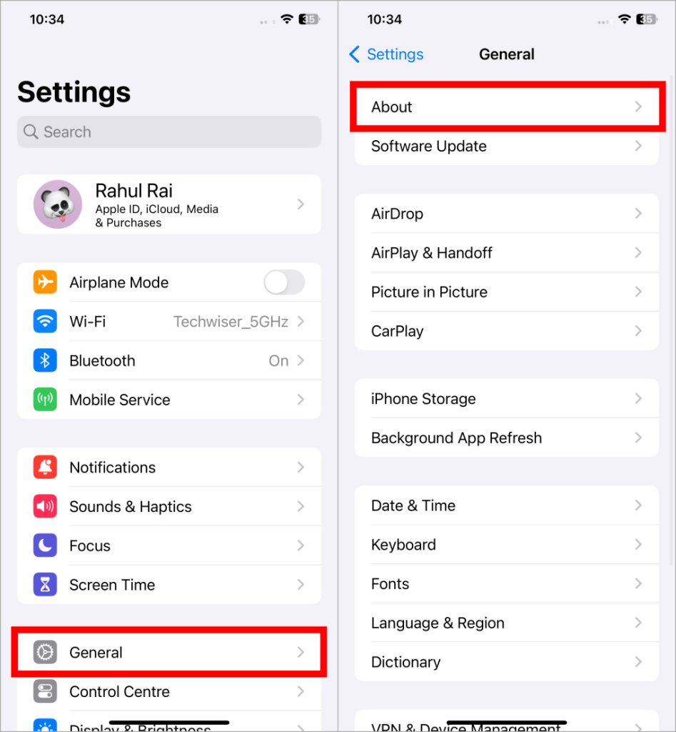 Configuración general en iPhone