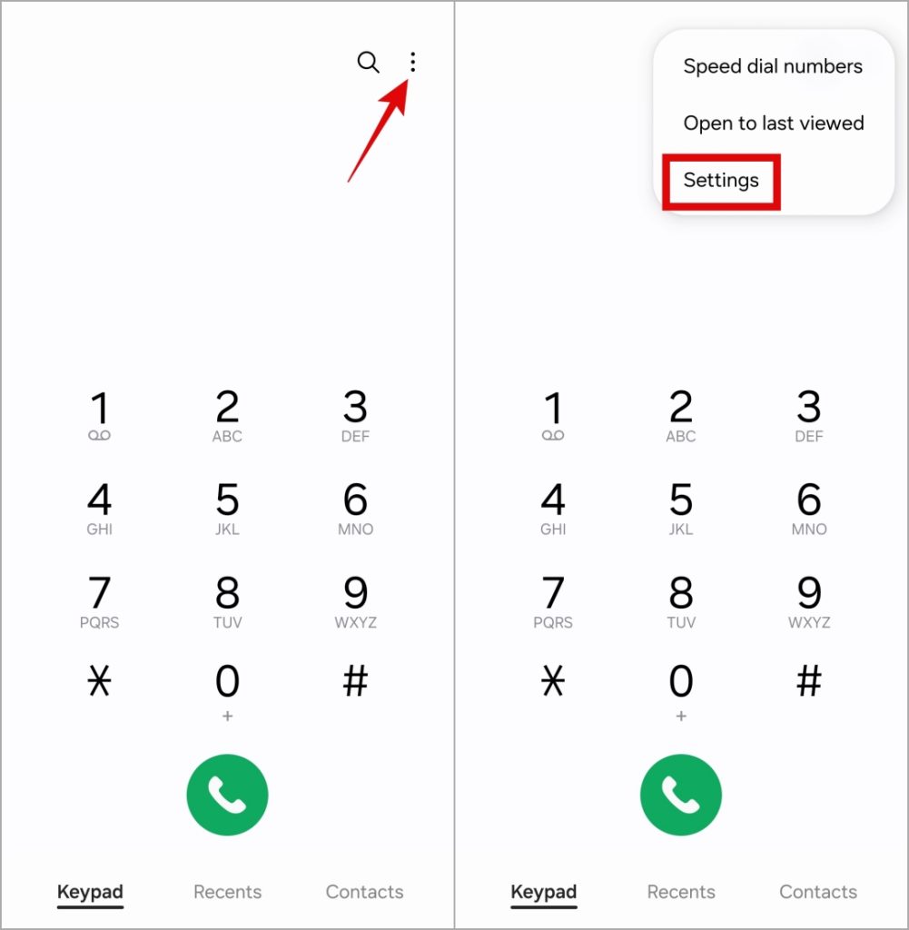 Configuración de la aplicación de teléfono en Android