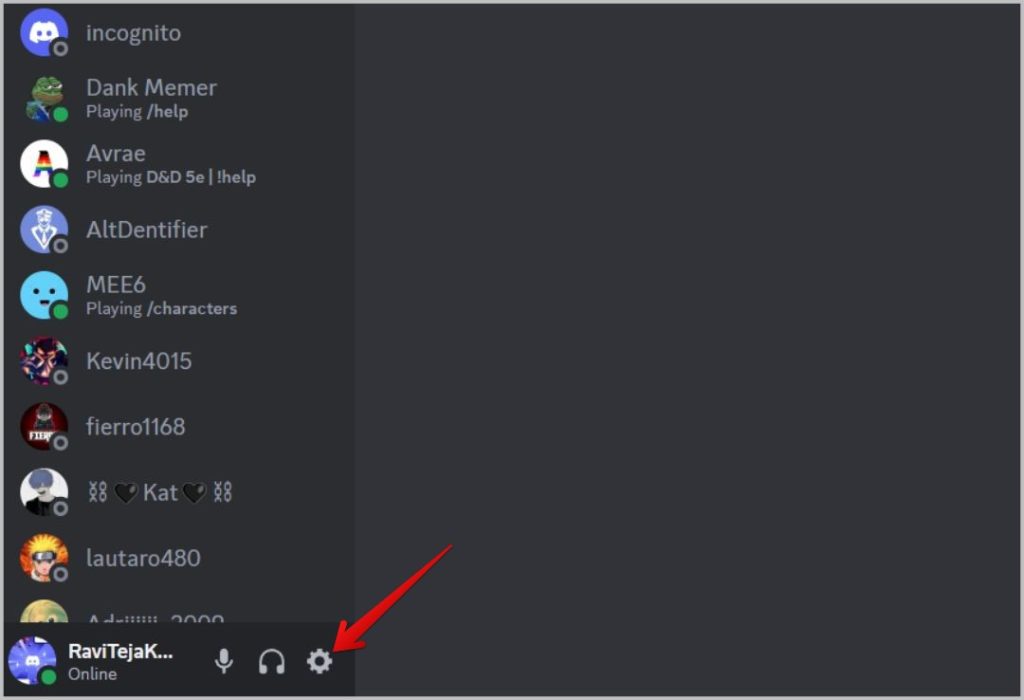 Abrir configuración de usuario en Discord