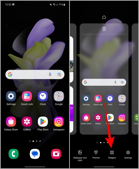 Widgets de pantalla de inicio de Samsung Galaxy