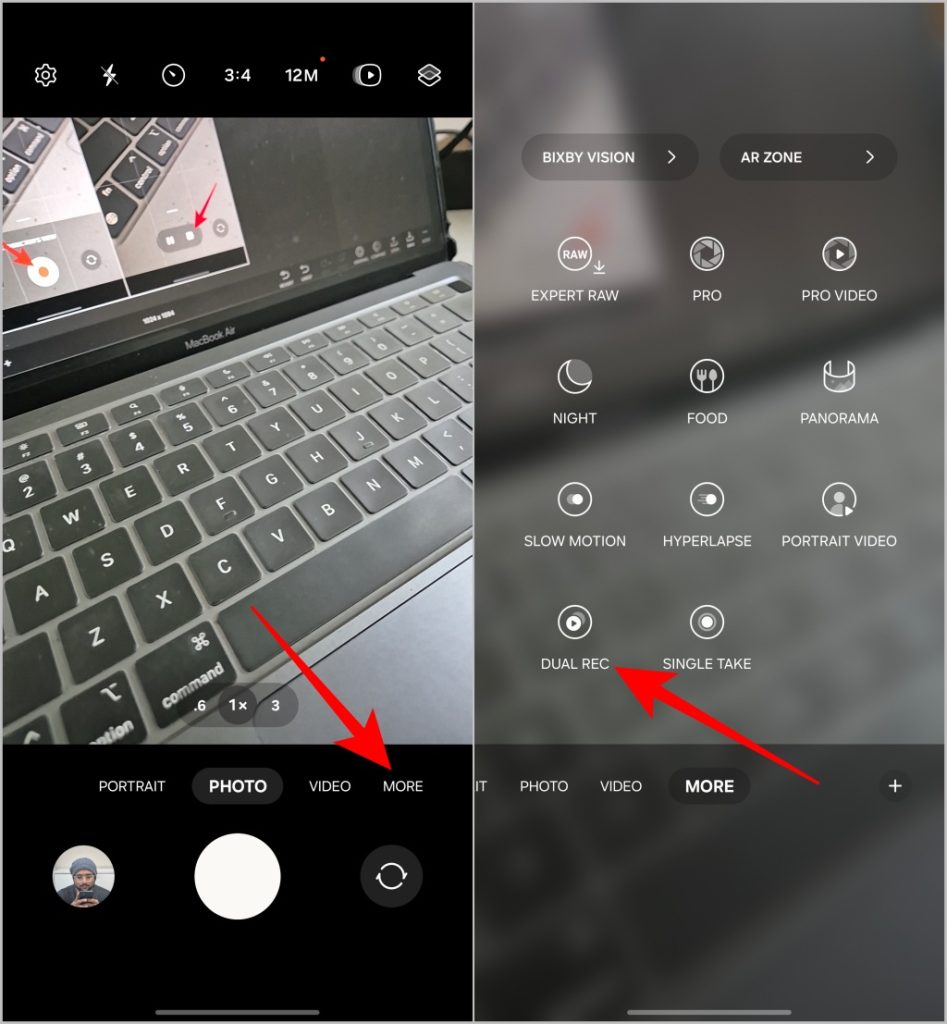 Opción de doble REC en el teléfono Samsung