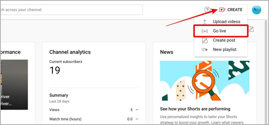 Web de YouTube Studio