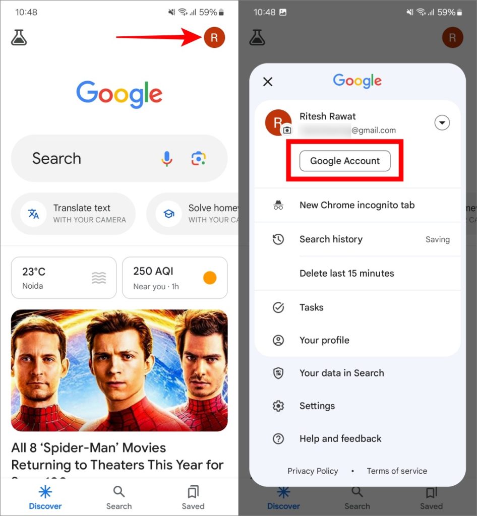 Administre su cuenta de Google