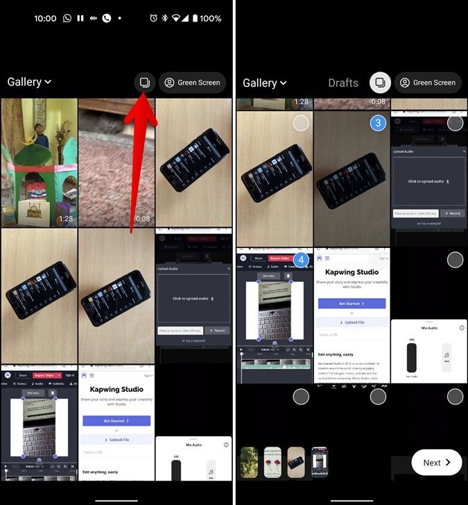 Seleccione varias fotos en Instagram Reel