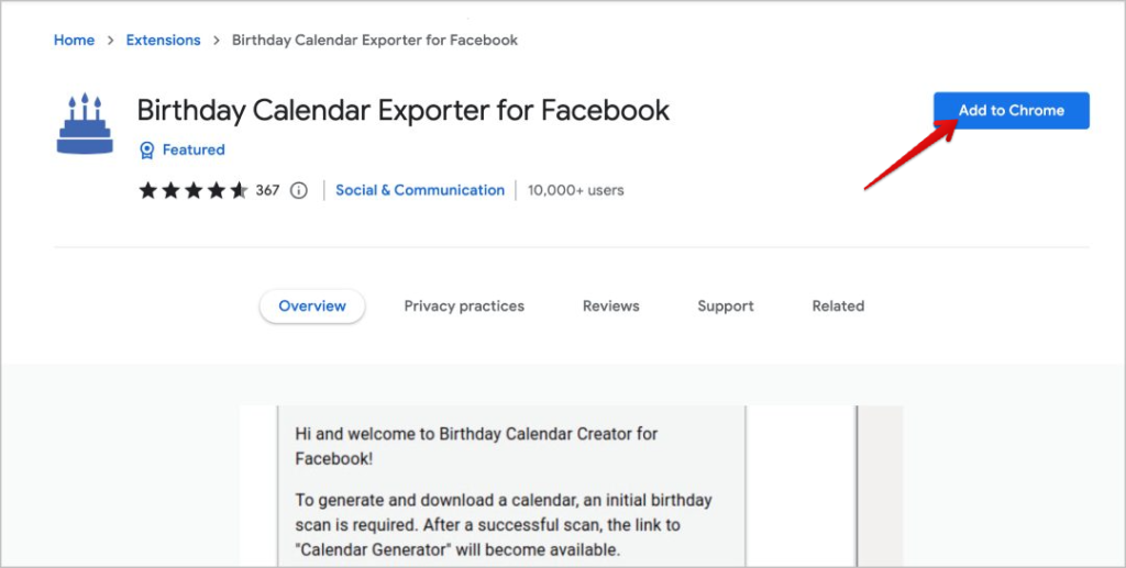 Exportador de calendario de cumpleaños para Facebook
