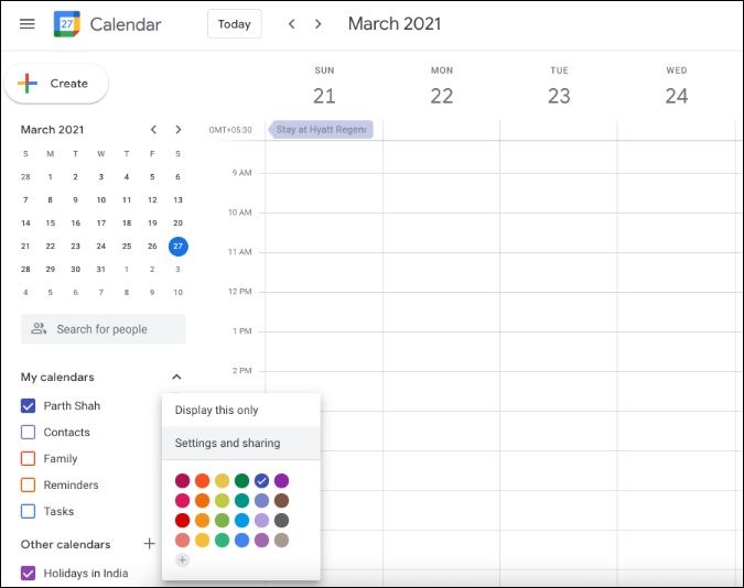 Configuración del calendario de Google en la web