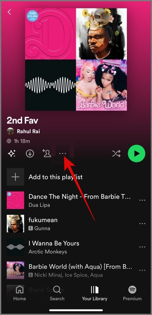 Abra la lista de reproducción de Spotify