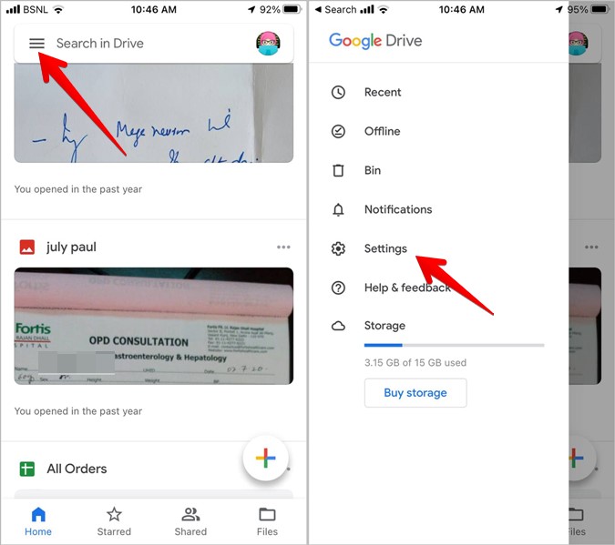 Configuración de la unidad de Google iPhone