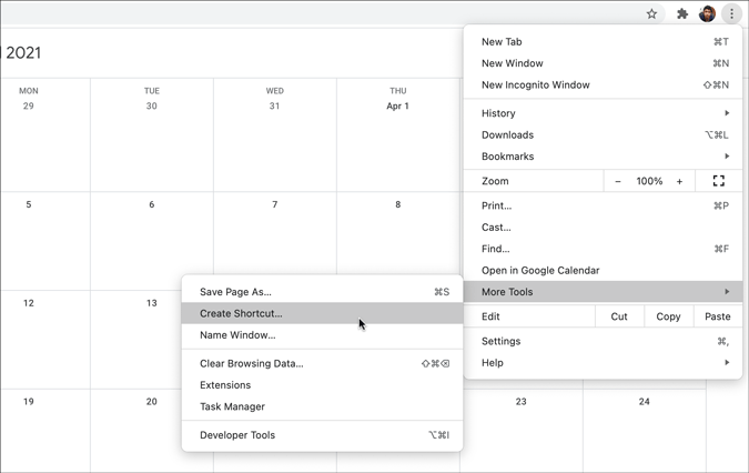 Crea un atajo de calendario de Google a través de Chrome