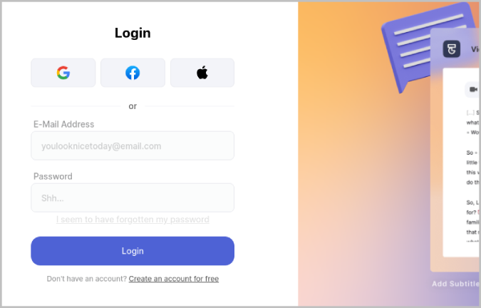 Iniciar sesión en Text Studio App