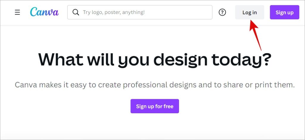 Inicie sesión en Canva en el navegador